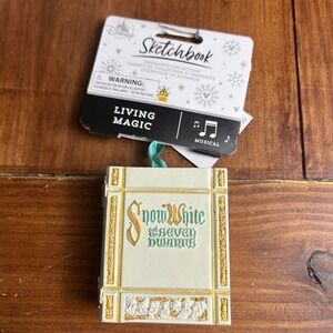 Disney Parks 2025 Snow White 7 Dwarfs Book Musical Sketchbook Ornament NEW